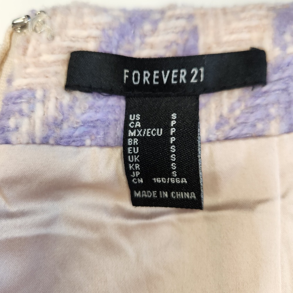 Forever 21 Houndstooth Tweed Mini Skirt Womens Small Pink Purple - Picture 6 of 7